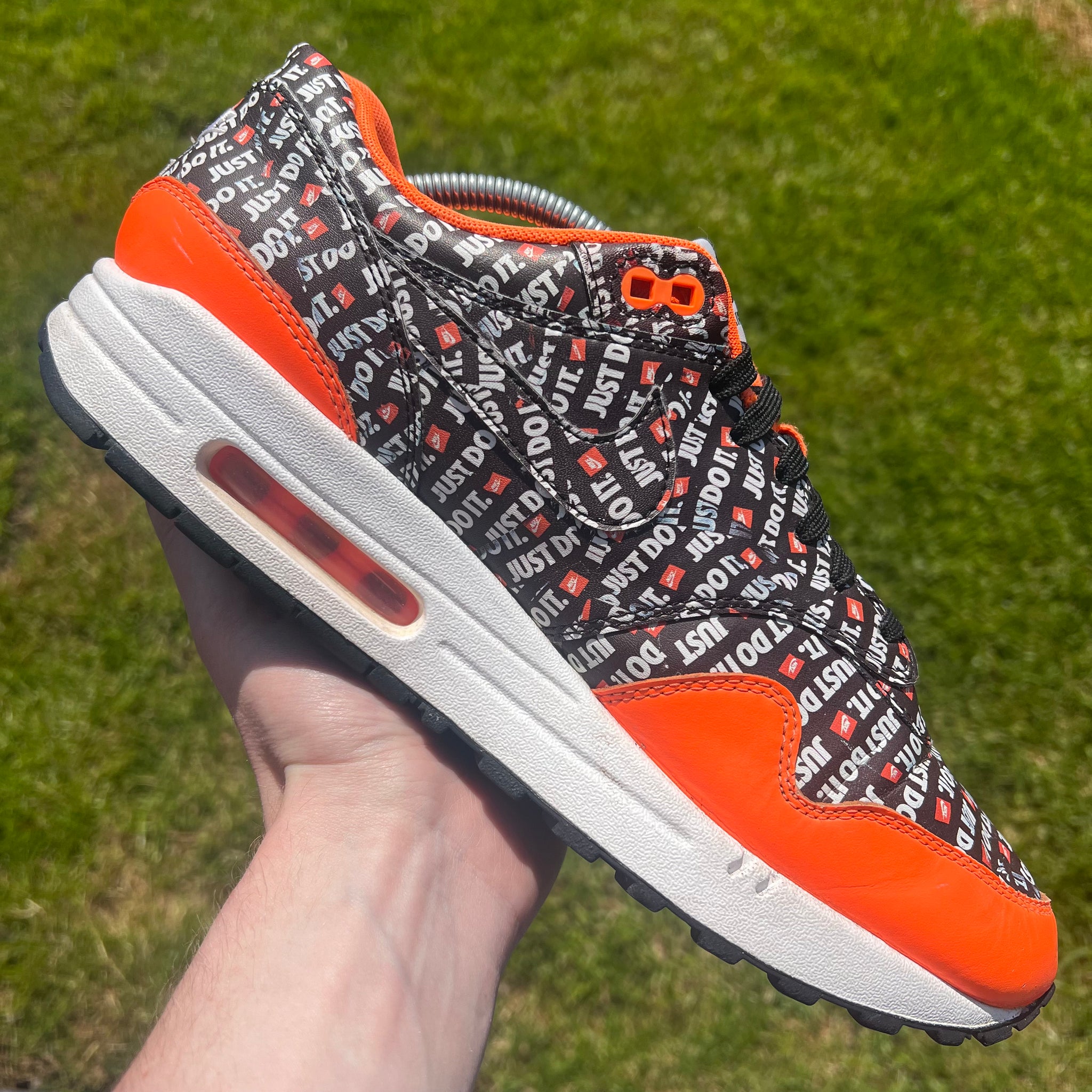 Orange just do it air max best sale