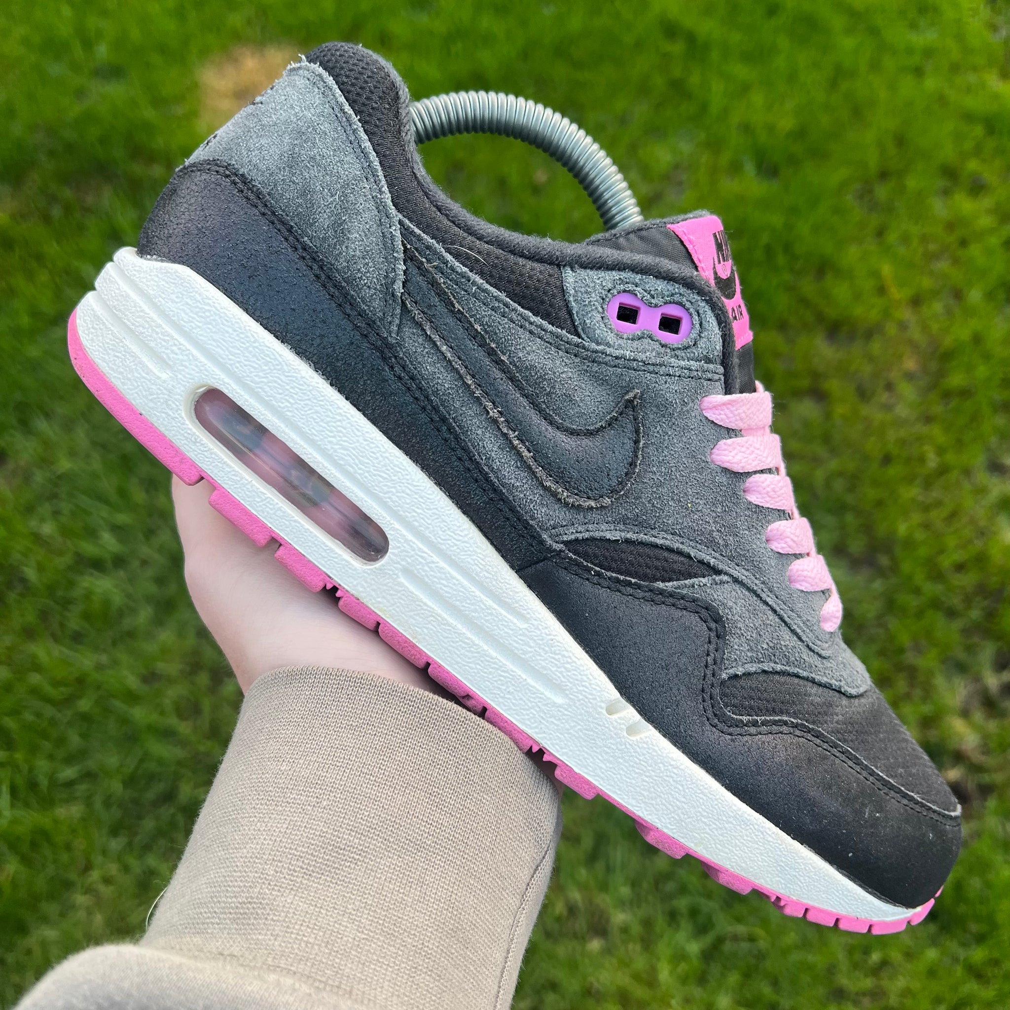 Nike Air Max 1 Anthracite Black Red Violet UK6 Kix Stop